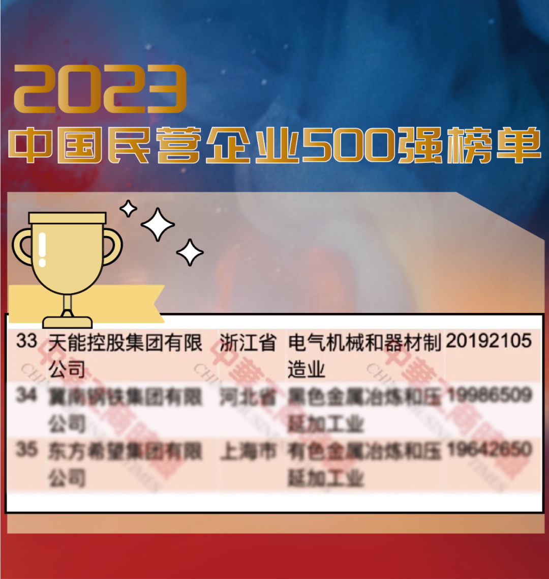 第33位！天能在中国民企500强榜单跃升7名-新闻动态-天能控股集团 - 贡献绿色能源，，，，，创立优美生涯。。。